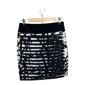 ROBERT RODRIGUEZ Women’s Ribbon Detailed Silk Pencil Skirt Black/White Size 2
